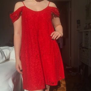 Red Lace Shift Dress